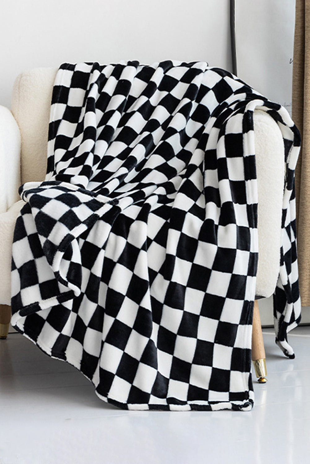 Yellow Checkerboard Printed Soft Throw Blanket