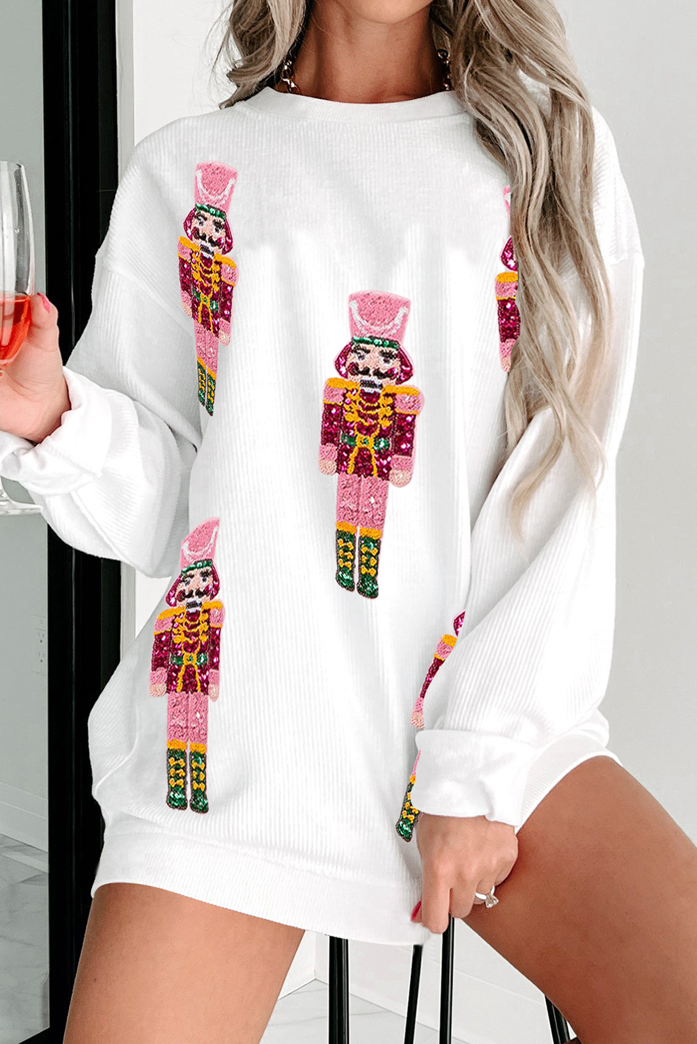 White Christmas Nutcracker Graphic Corded Sweatshirt