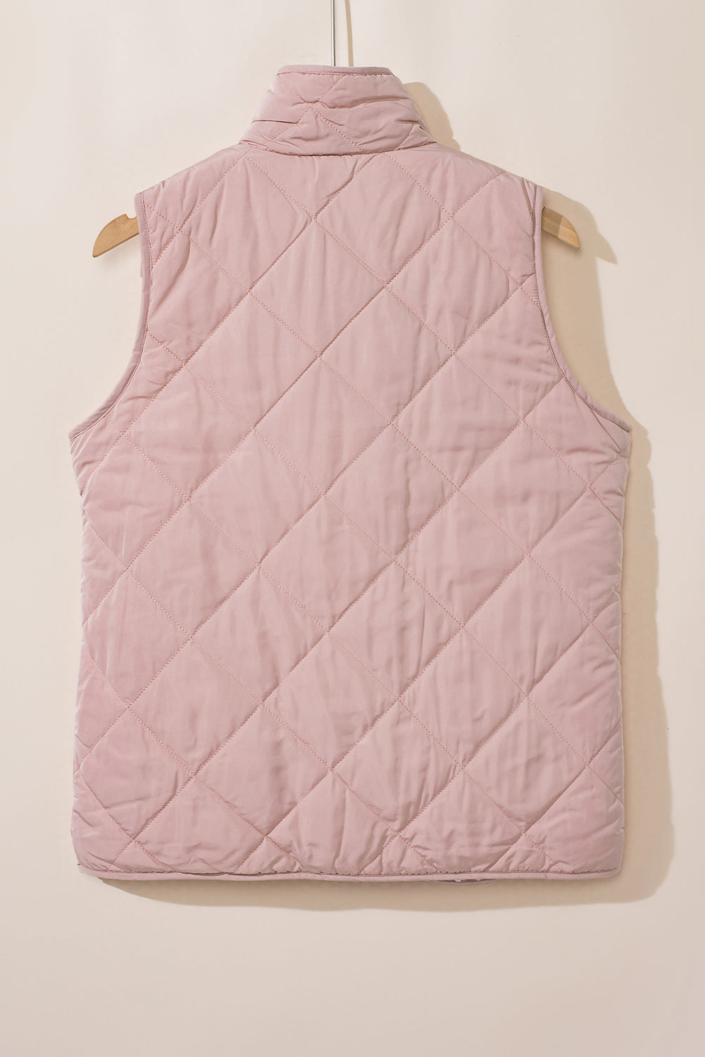 Pink Zip Up Fleece Lined Quilted Vest Coat