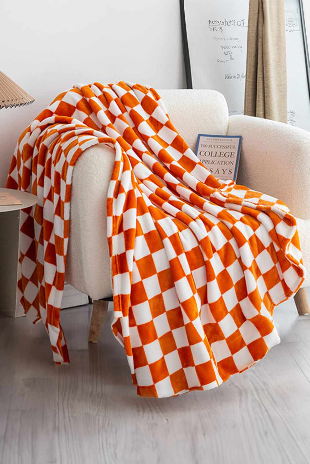 Yellow Checkerboard Printed Soft Throw Blanket