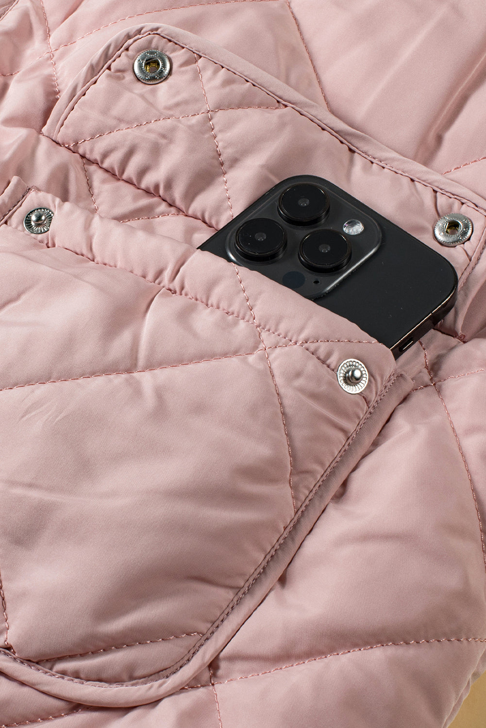 Pink Zip Up Fleece Lined Quilted Vest Coat