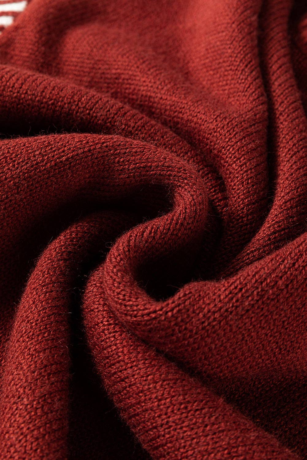 Contrast Trim Drop Shoulder Sweater: Red Dahlia